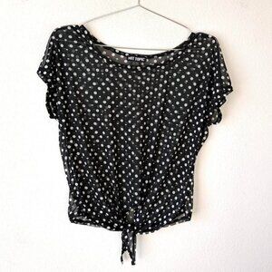 Hot Topic made in USA sheer polka dot skull top women's small